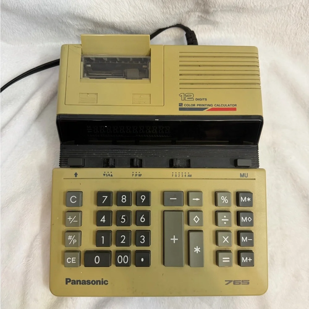 Vintage Panasonic Model JE-765P Electronic Calculator 2 Color Printer
